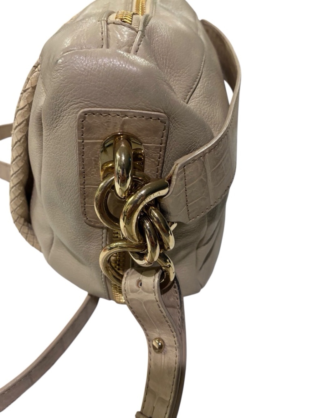 Furla Beige Leather Belt Bag / Crossbody w/ Gold Hardware - Picture 7 of 16